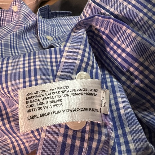 Camisa ajustada Goodfellow And Co con botones 2XL azul y blanco a cuadros manga corta - Imagen 9 de 11