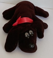Pound Puppies Newborn Brown Stuffed Plush Dog Vintage 1985 Tonka With Red Ribbon