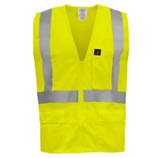 Ironwear 1284FR-LZ 4XL FR Poly Mesh Vest, Lime, Zip Front, High Visibility