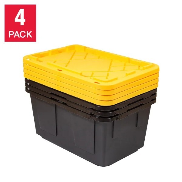 Greenmade 27-Gallon Heavy Duty 4-Pack Storage Bins with Secure Snap Lids
