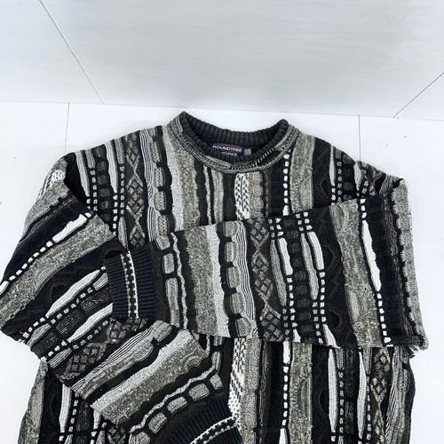 RoundTree & Yorke Herren Vintage Coogi Style Pullover Strickpullover Braun Schwarz XL - Bild 4 von 13