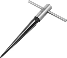 1/8" - 1/2" Tapered Reamer Tool with T-Handle, Straight Flute for Wood & Plastic