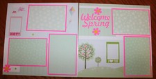 Spring scrapbook layout pages 2 each 12 x 12 Handmade photo ready Kite Flying