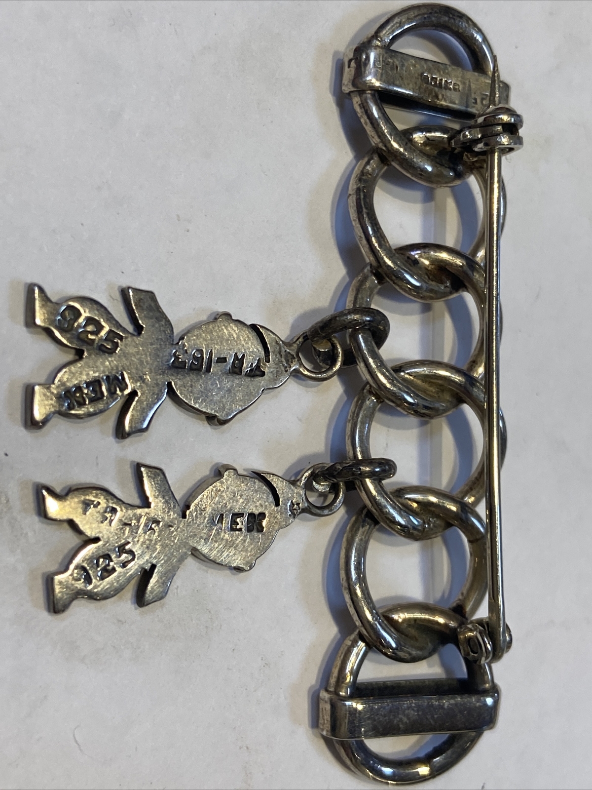 Adorable Solid Sterling Silver Pin With Interconn… - image 5