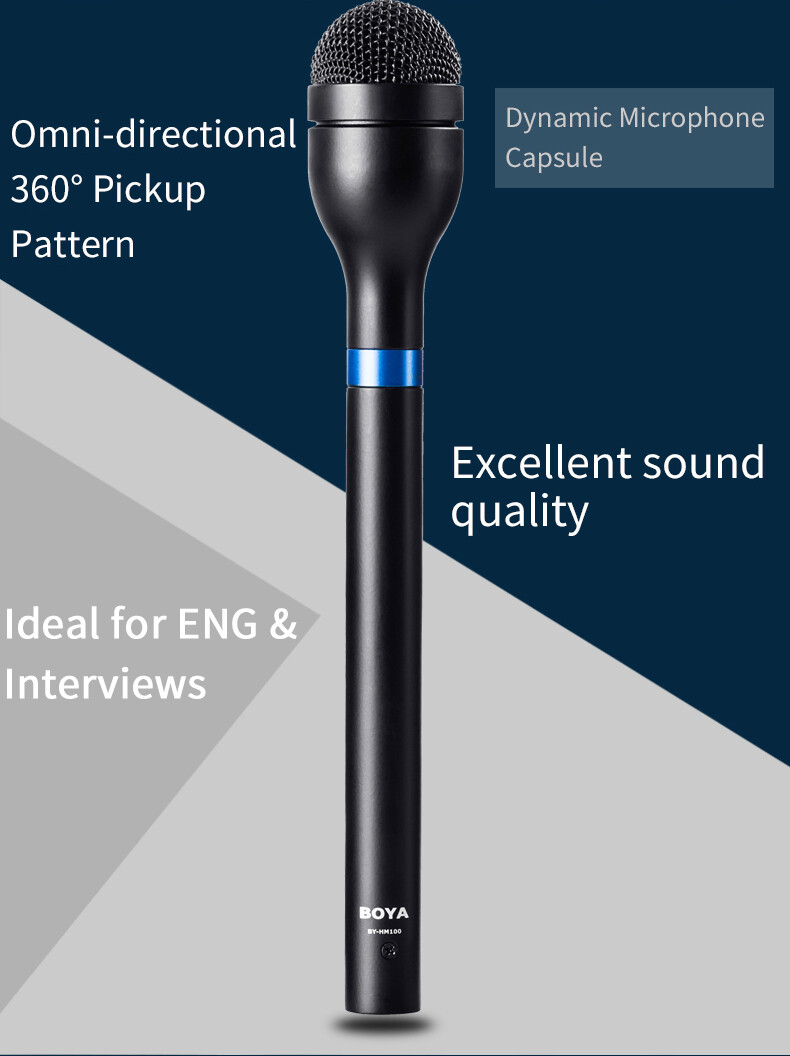 BOYA BY-HM100 Handheld Dynamic Microphone Mic Omni-Directional for