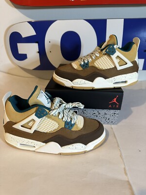 Air Jordan 4 Retro GS Cacao Wow Brown Teal FB2214-200 Kid's Sneakers  Size 5Y