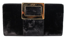 Roger Vivier Black Velvet Gold Belle Buckle Detail Clutch Bag