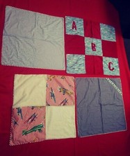 Homemade Three-30x30" 1-34x34" Baby Boy Toddler Quilted Security Blankets LOT 4