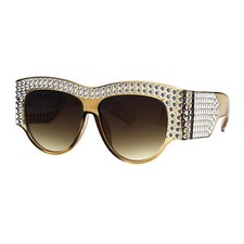 Womens Sunglasses Bold Thick Oversized Frame Silver Bling Decor UV 400
