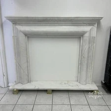 BEAUTIFUL CARVED MARBLE MODERN DESIGN FIREPLACE MANTEL - JGM4 - 64