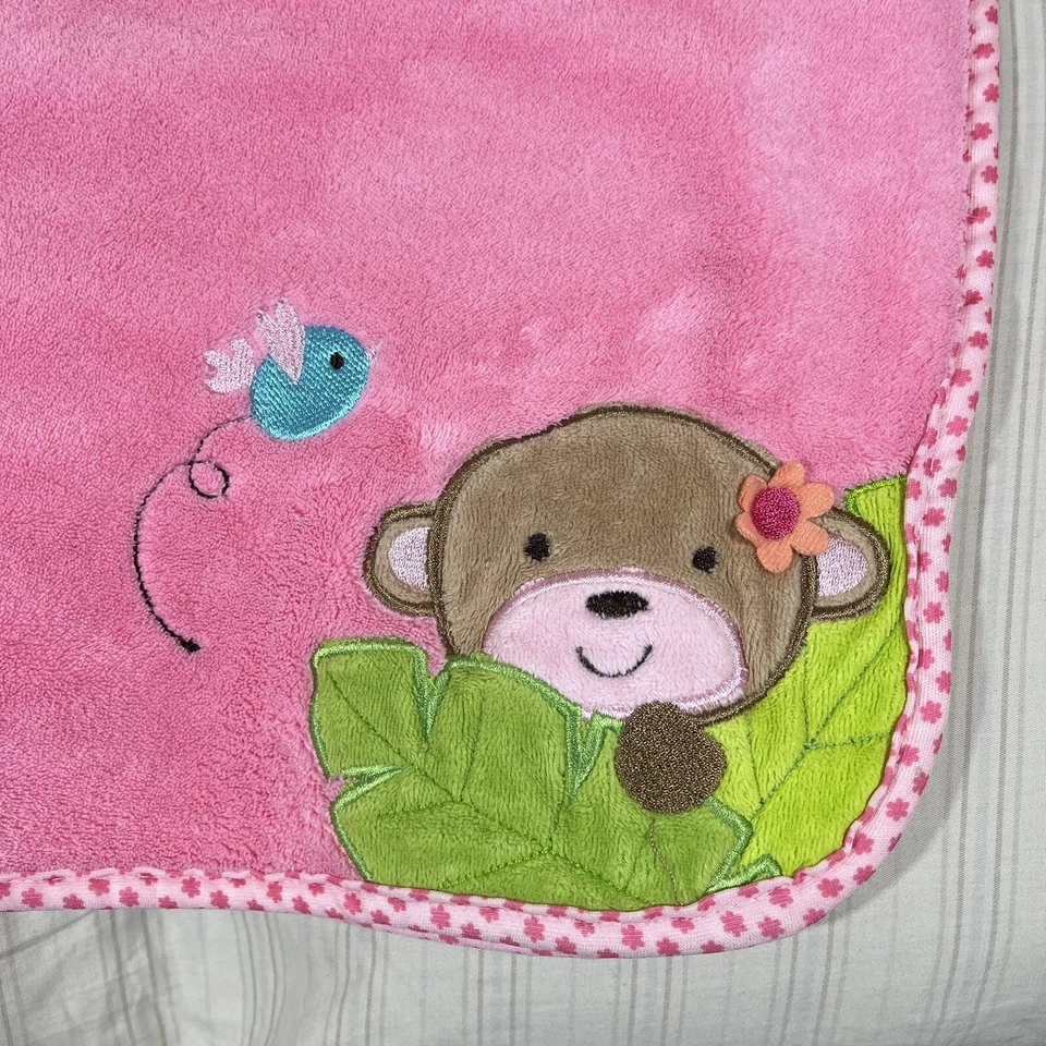 Difícil de encontrar Manta de bebé de felpa rosa con mono azul pájaro polar niñas Lovey N1 Foto 2 de 4