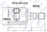 NPW-MZ-018 NTY Gelenksatz, Antriebswelle FüR Mazda