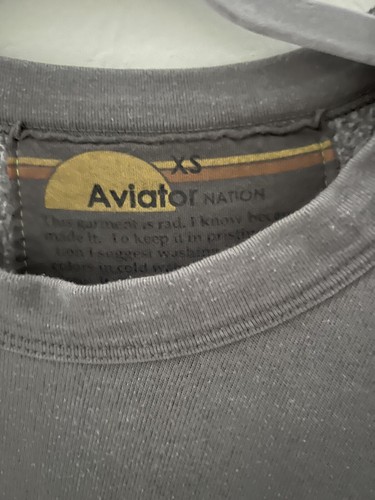 Aviator Nation Sweatshirt Size XS Rainbow Trim Pullover Gray Pockets Rainbow - Picture 2 of 5