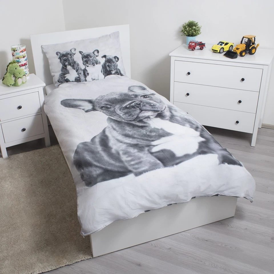 Bulldog Cotton Bedding - Duvet Cover 140x200cm & Pillowcase 70x90cm - Image 2 of 4
