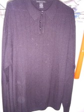 Geoffrey Beene Long Sleeve Sweater Polo Style Black Size XL Gently Worn