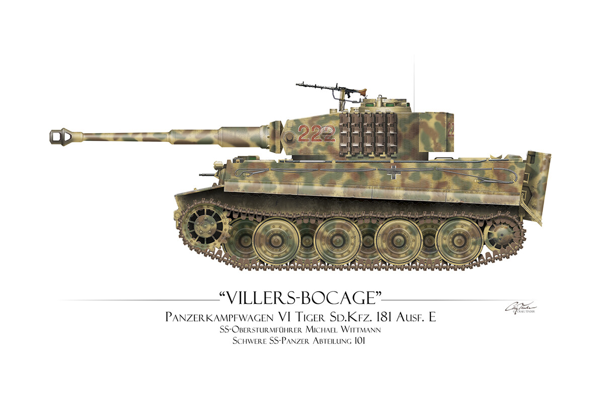 Michael Wittmann Tiger Tank 222 - Art Print by Craig Tinder
