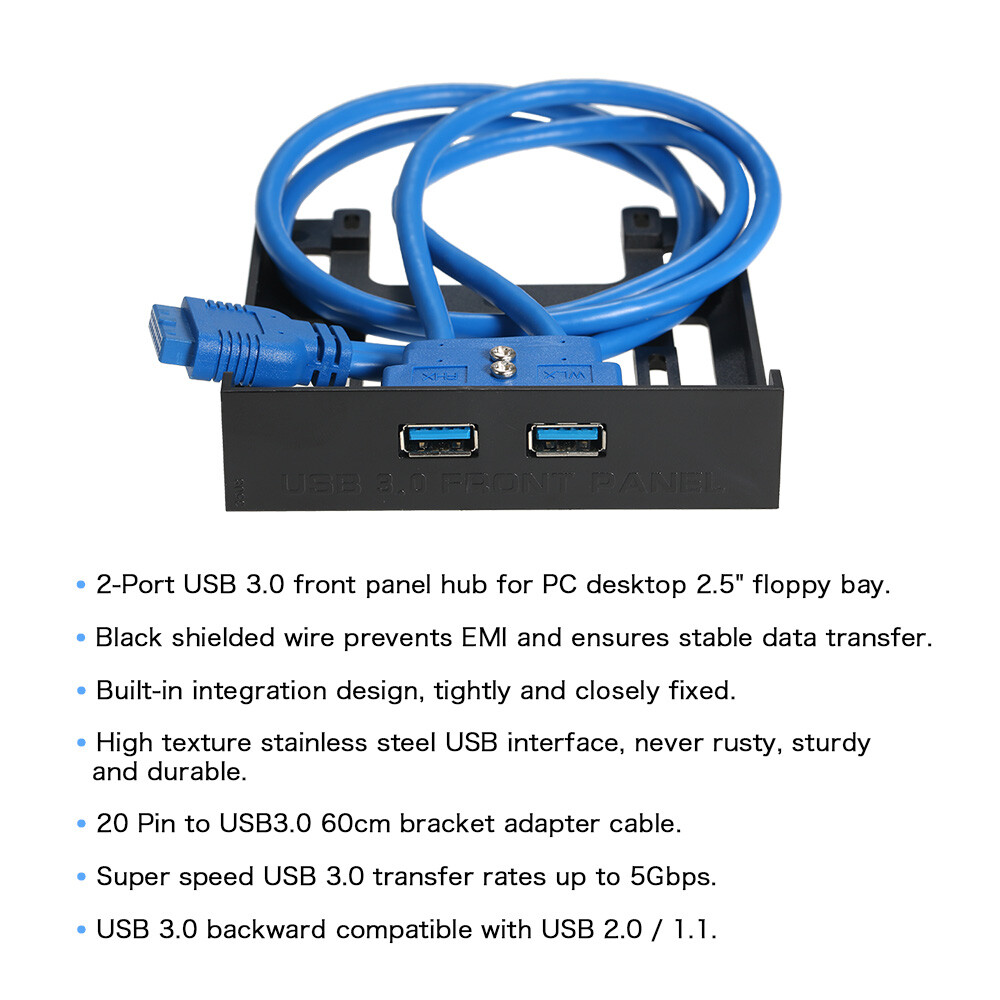 USB 3.0 Front Panel Hub 20 Pin auf USB 3.0 Halterungkabel für PC 2.5 Floppy