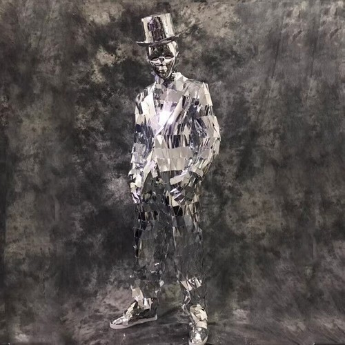 Set costume uomo specchio lenti riflettenti danza robotica abiti da spettacolo oggetti di scena - Foto 2 di 17