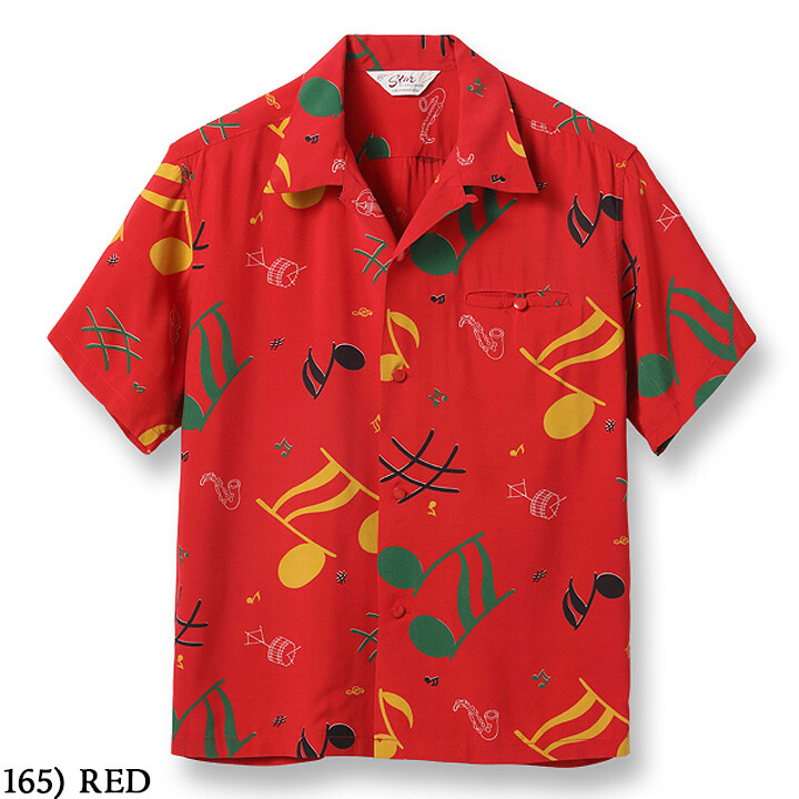STAR OF HOLLYWOOD HIGH DENSITY RAYON OPEN SHIRT “ROCKIN' NOTES