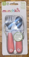 Munchkin Raise Toddler Fork Spoon Set 12m Pink