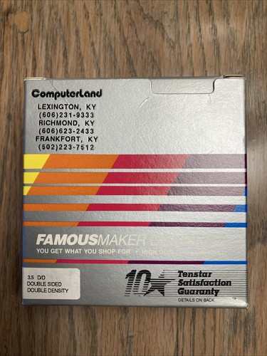 3.5" Double Density Double Sided Vintage Unused Diskette 10 Pack Famous Maker