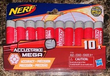 NERF Foam Accustrike Mega Accuracy Percision Big Red Dart Hasbro 10 Pack NEW
