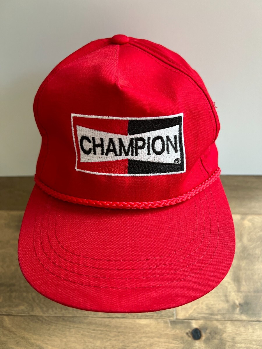 VTG Champion Spark Plug Strapback Red Hat Cap Trucker LoweGo Brand Rope  Front