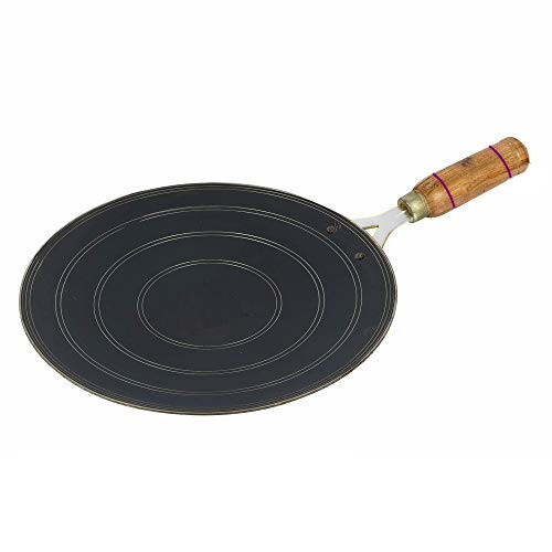 Iron Tawa Tava Krepp Pfannkuchenpfanne Chapati Roti konkaver Holzgriff strapazierfähig - Bild 2 von 60