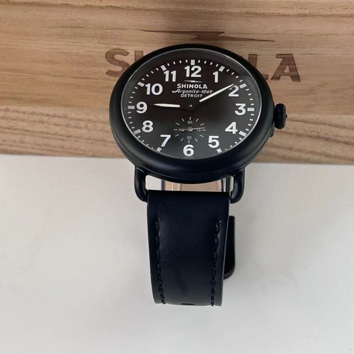 Shinola The Runwell 41mm ARGONITE 1069 Black Dial & Black Strap Quartz Men Watch - Picture 14 of 14