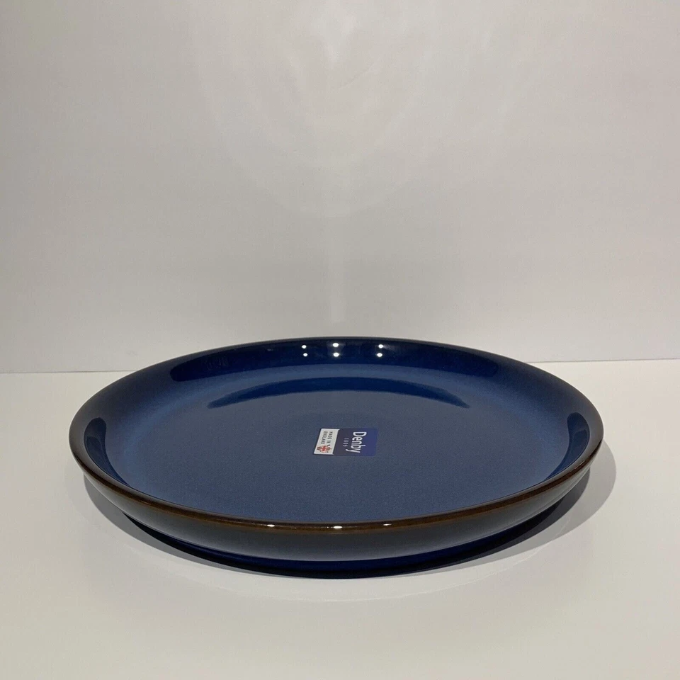 Denby England Imperial Blue Coupe Dinner Plate 10.25” Blue Brown Set of 2 - NWT - Image 4 of 4