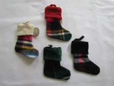 STOCKING Ornament NEW ~ Ragon House Christmas mini 4" Tartan plaid 4pc NEW