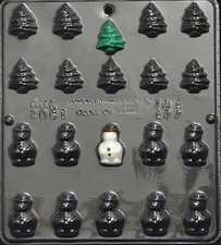 Small Christmas Tree and Snowman Chocolate Candy Mold Christmas  2081 NEW