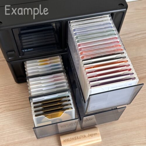 2 x TEAC Teleskopowe etui do przechowywania MiniDisc w stosy Czarne mieści 64 MD Vintage - Zdjęcie 8 z 23