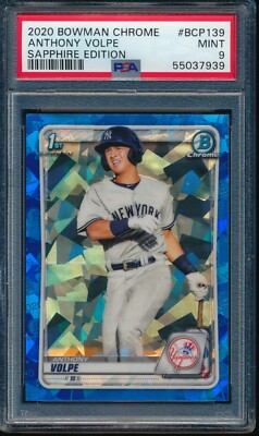 PSA 9 ANTHONY VOLPE 1st 2020 Bowman Chrome SAPPHIRE Refractor 