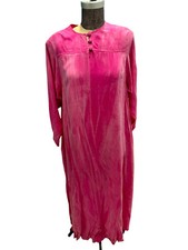 Vintage David Brown California Pink Velour Maxi House Dress S