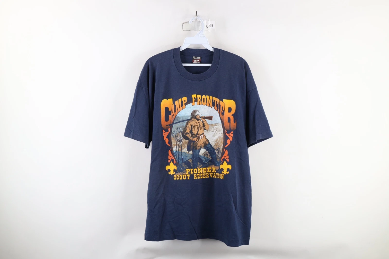 Vtg 90s Mens XL Boy Scouts of America Camp Frontier Pioneer Scout T-Shirt USA