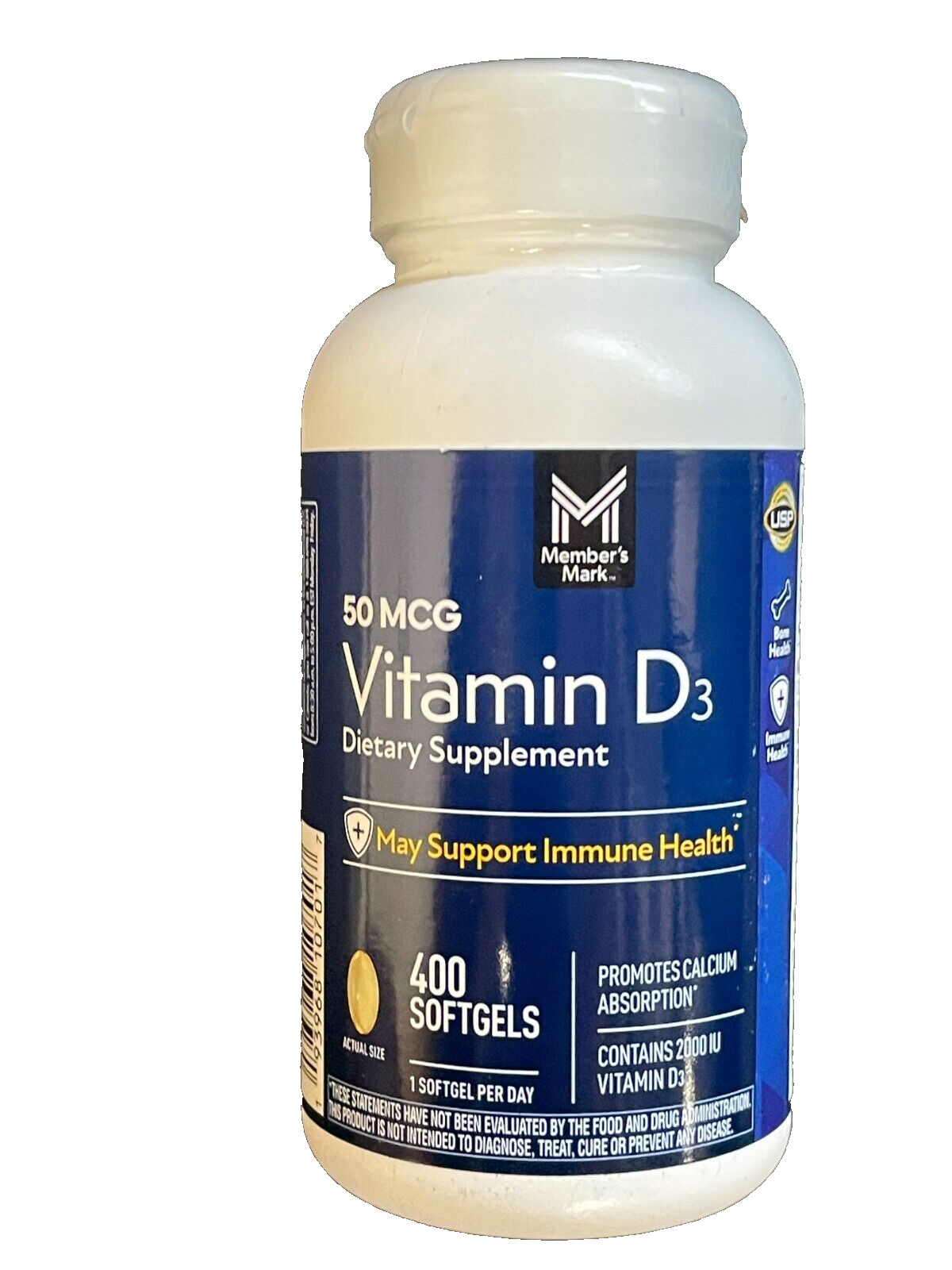 Member's Mark Vitamin D3 2000 IU Dietary Supplement (400 ct.) D3