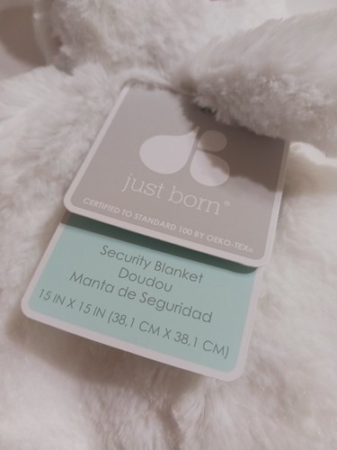 Just Born Baby Girls Bunny Security Blanket 15x15 NEW White Adorable Soft Gerber - Picture 5 of 7
