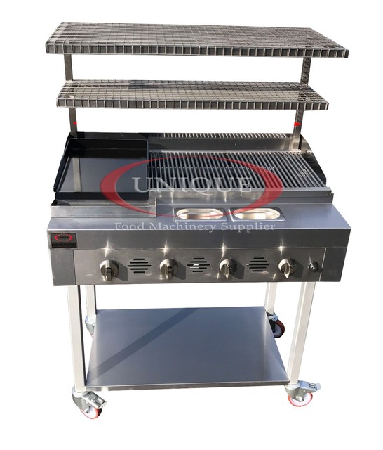 4 Burner Gas Chargrill Charcoal Grill Heavy Duty for Commercial Use