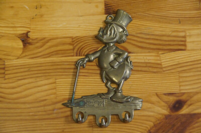Disney, Messing, Kleiderhaken, Schlüsselhaken, Dagobert Duck, 3 Haken