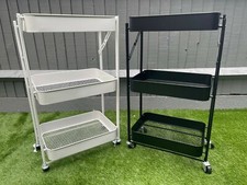 Folding Trolley Cart Storage Rack Rolling Shelf Office Wheels * 24HR Delivery