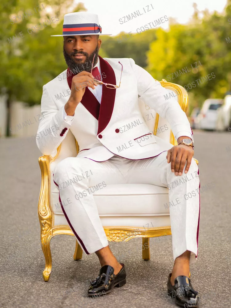 Burgundy white tuxedo sale