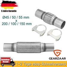 Edelstahl Flexrohr Auspuffrohr Flexstück  Ø45 / 50 / 55 mm x 200 / 100 / 150 mm