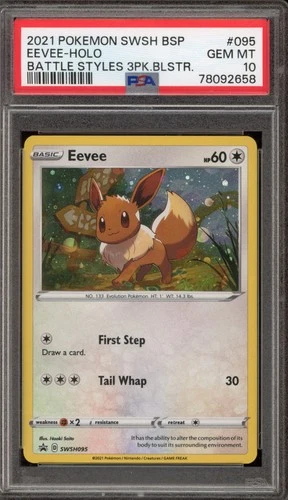 Pokemon Eevee Battle Styles 3 Pk. Blister Black Star Holo Promo SWSH095 PSA 10