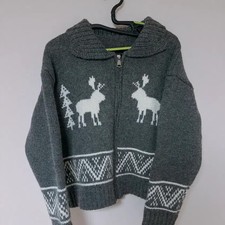 Gray Knit Zip-up Sweater