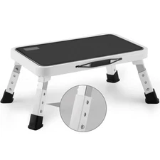 Folding Step Stool, Height-Adjustable Step Stool with Non-Slip Platform, Step...