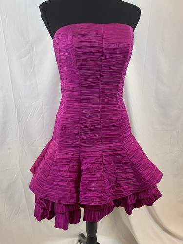 Vintage Jessica McClintock 90’s Y2K Magenta Strapless Mini Dress Women’s Size 6 - Picture 15 of 15