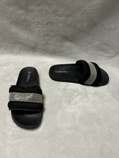 women's black rhinestone-embellished slides sandals size 5.5