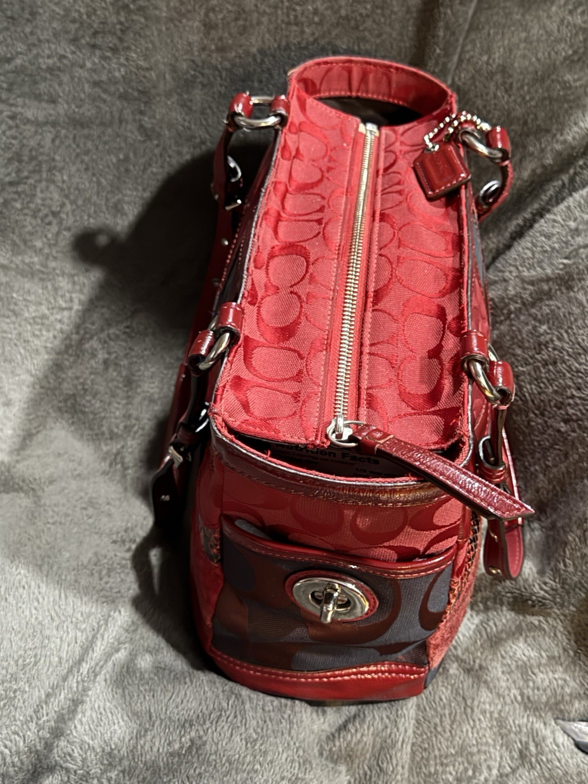 Coach Patchwork Red Leather, Canvas & Suede Shoul… - image 5