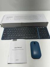 Seenda Wireless Keyboard Mouse Combo for MacBook iPad Mac Blue Slim